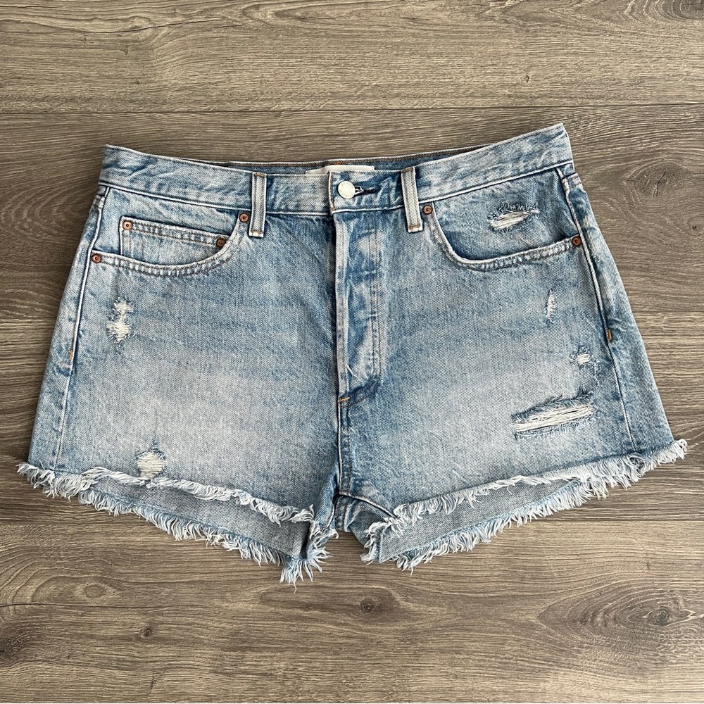 ARITZIA Denim Forum The Ex Boyfriend Shorts Size 30 High Rise Blue Festival 90s - Picture 1 of 10